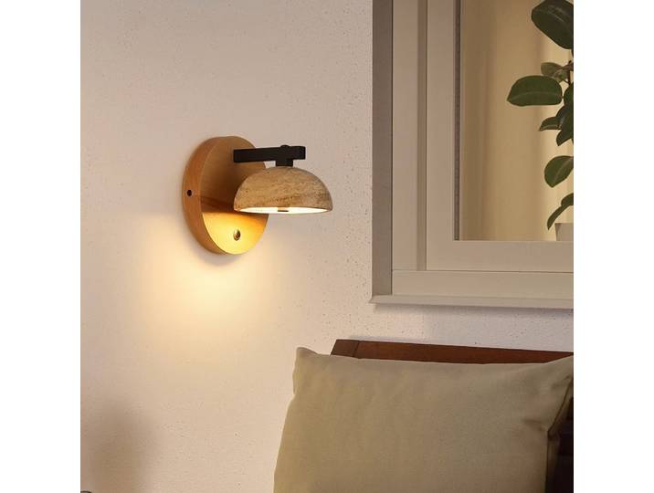 Lampe murale en travertin jaune, style japonais Wabi-sabi, lampe murale LED, région nordique, salon, chambre d'hôtes, lampe de chevet