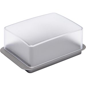 homiez Butterdose 302316, aus Kunststoff, rechteckig, 13,8 x 9 x 5,2 cm, grau / transparent