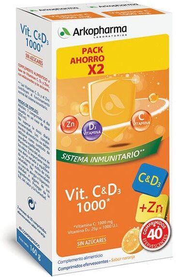 Arkopharma Arkovital Vitamin C and D3 1000 mg  40 Capsules