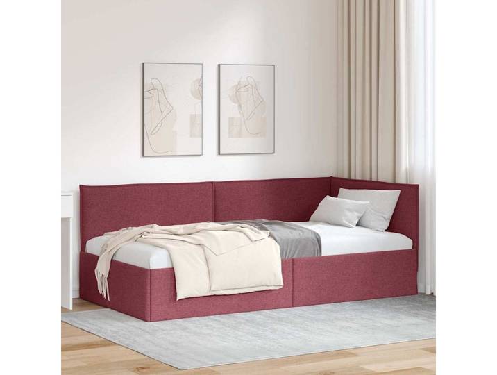 furnicato Daybed Eckbettgestell 100 x 200 cm Weinrot, L-förmiges Tagesbett mit wählbarer Kopfseite für dein Schlafzimmer