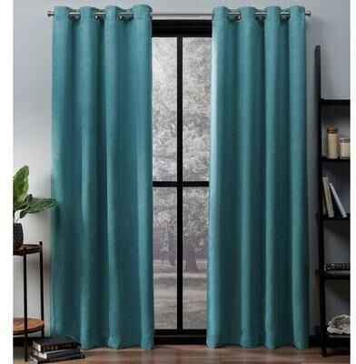 ATI Home Oxford Textured Sateen Room Darkening Blackout Grommet Top Curtain Panel Pair