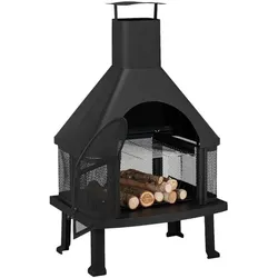 relaxdays Terrassenofen mit Grill braun