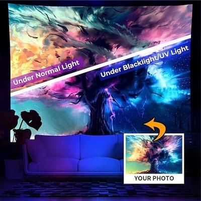 Benutzerdefiniertes Personalisieren Schwarzlicht Wandteppich Leuchtparty Neon UV reaktive Gestaltung Ihre eigene Wandkunst Wandmalerei Dekor (Vorschlag Fotoauflösung 3Mo oder höher)