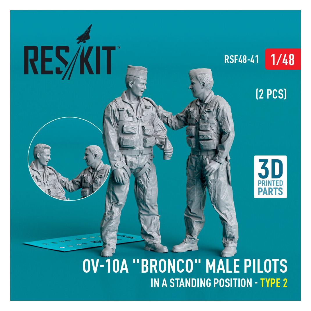 ResKit OV-10A Bronco male pilots (in a standing position - type 2) (2 pcs) (3D Printed) (RSF48-0041)