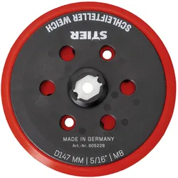 Stier, Schleifmittel, Schleifteller Stützteller weich D147mm M8 für Exzenterschleifer (P180, P600)