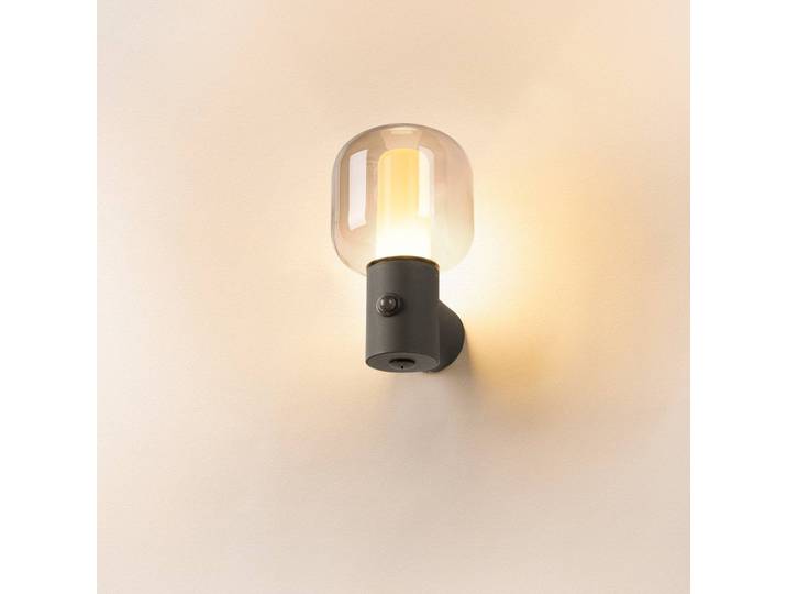 SLV Ovalisk Sensor-Außenwandleuchte CCT, schwarz, Glas, Modern