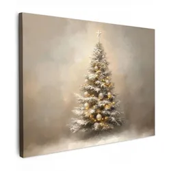 LEINWANDBILD Weihnachten - Weihnachtsbaum - Schnee - Kunst Wandbild 40x30 cm
