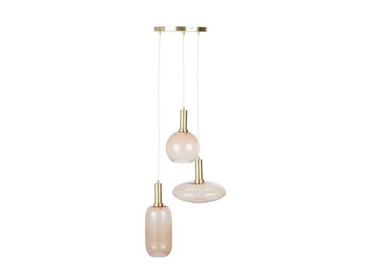 Hängelampe aus Glas, rosa und gold