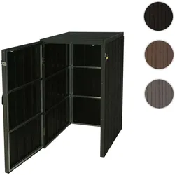 XL 1er-/2er-WPC-Mülltonnenverkleidung HWC-J28, Premium Mülltonnenbox, Metall Holzoptik, erweiterbar ~ anthrazit