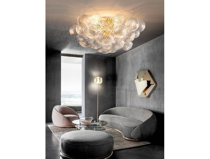 Lustre suspendu à bulles de verre nordique grand Foyer boule ronde plafonnier LED lustre de plafond pour salle à manger