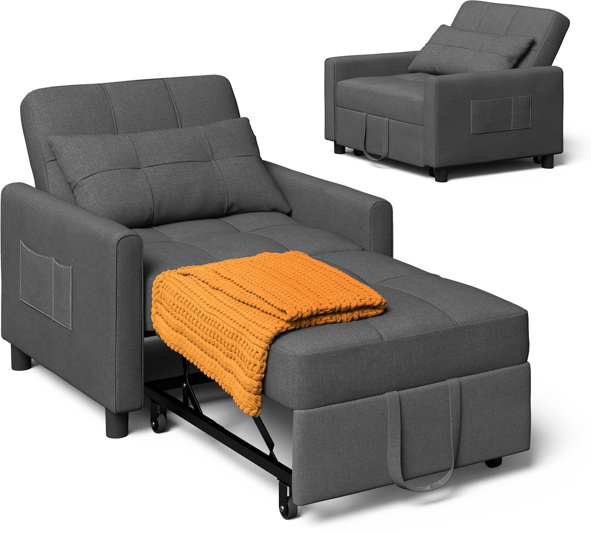 Xbro 3-in-1 Opvouwbare Slaapbank en Slaapstoel met Verstelbare Rugleuning, Maat L