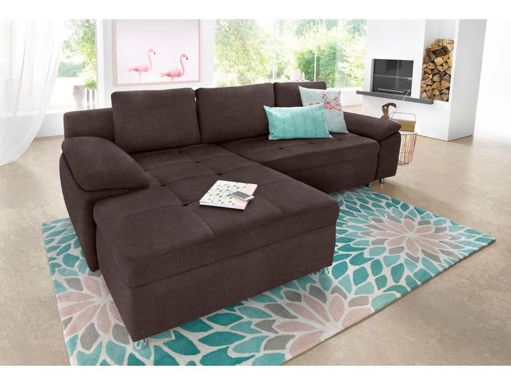 Ecksofa, Luxus-Microfaser ALTARA NUBUCK, Dunkelbraun 270×90 cm, Mit Bettfunktion & Bettkasten, Modern, sit&more