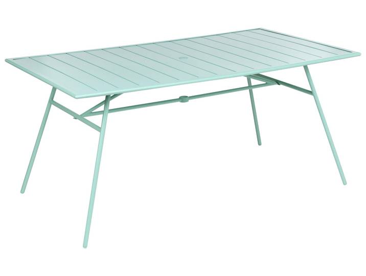 BELIANI Gartentisch Mintgrün Eisen 160 x 90 cm Rechteckig Pulverbeschichtet Modernes Design Outdoormöbel Gartenmöbel Esstisch