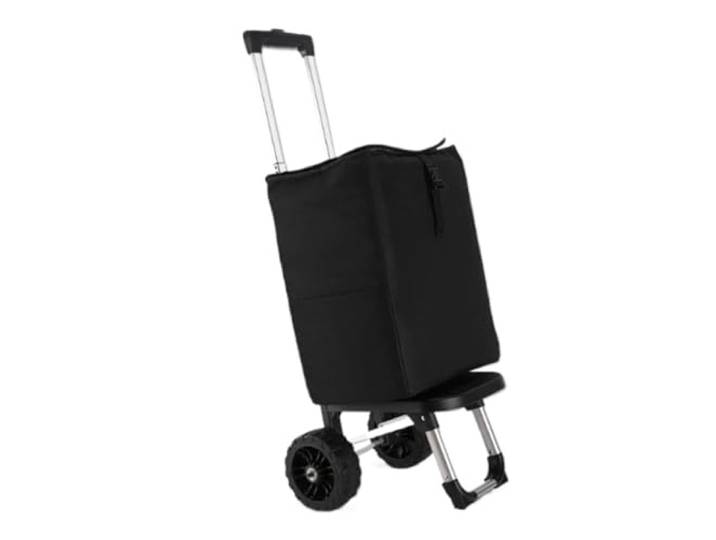 WEYIMVTO Einkaufswagen auf Rädern, Zusammenklappbarer Mehrzweckwagen mit isolierter Tasche for