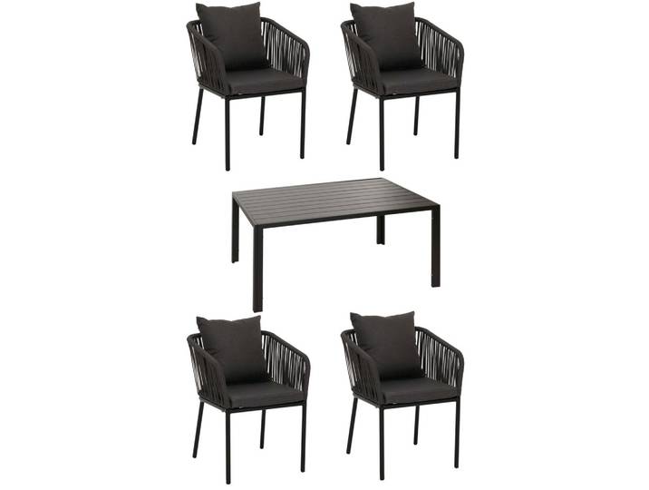 GARTENGARNITUR Anthrazit, Dunkelgrau 5-teilig-Set