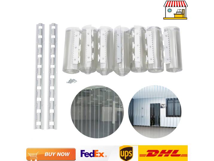 Rideau de porte à bandes transparentes avec trous pré-percés 1,05x2m Rideau de porte à bandes en PVC transparent industriel