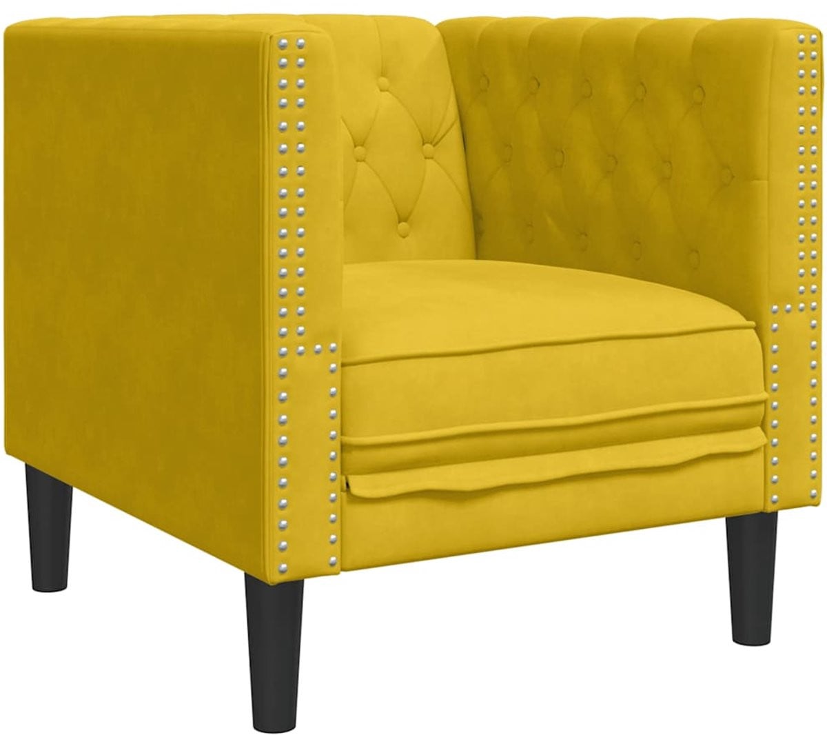 vidaXL Chesterfield-stijl fauteuil in geel fluweel