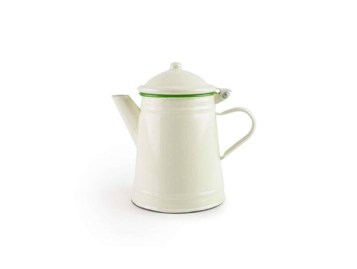 Kaffeekanne Ibili Musgo 1 Liter , weiss (weiß, grün), H:19cm, Emaille, Kannen, Kaffeekanne, Kaffeetopf für aromatischen Kaffeegenuss