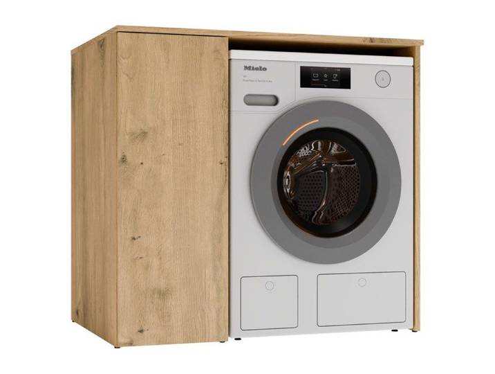POLA NP 1D - Meuble sous lave-linge - 1 porte 3 étagères - 95 x 88 5 x 64 cm - CHÊNE ARTISAN