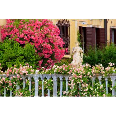 Fototapete PAPERMOON "GARTEN-BLUMEN BÄUME PFLANZEN STEINE WALD PERGOLA BLÜTEN", bunt, B:4,5m L:2,8m, Vlies, Tapeten