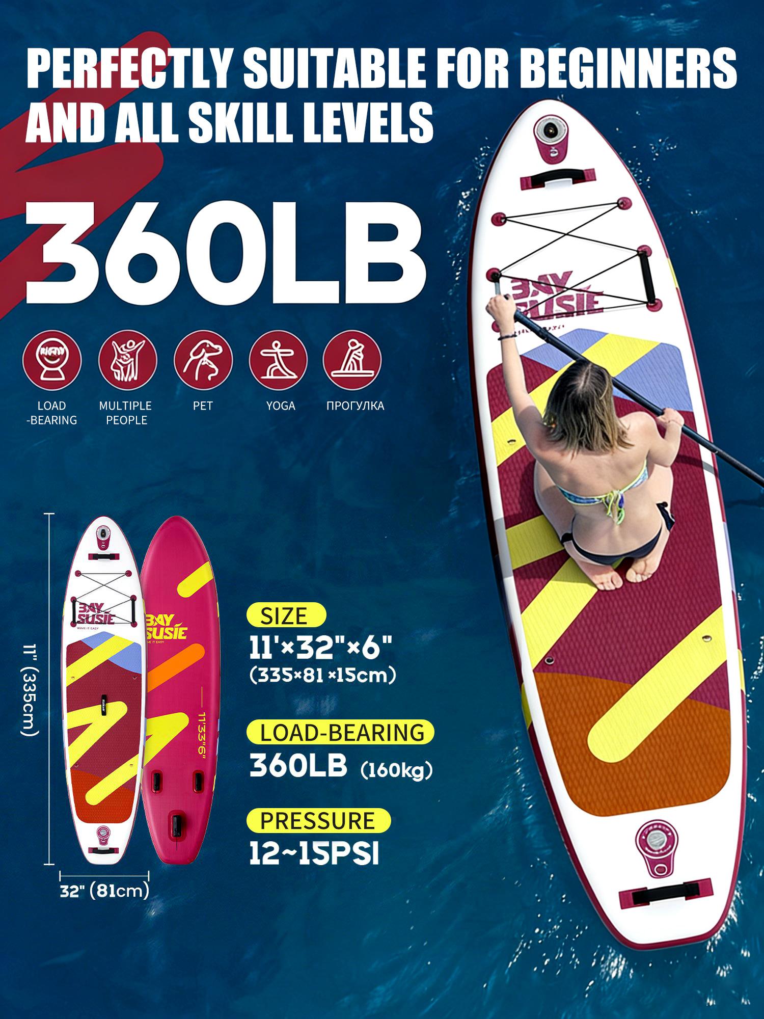 Aufblasbares Stand-Up-Paddle-Board - Komplett mit Zubehör - Rutschfest - Für Surfen, Angeln, Reisen