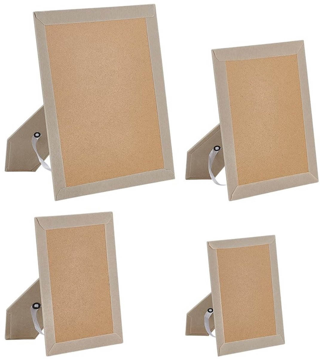 Dailygoods Fotolijst Vervangingsset van 4 stuks met fotostandaard en wandmontage voor houten fotolijsten