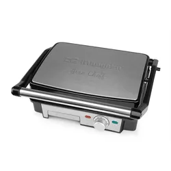 Orbegozo Grill GR 4560, 2 klappbare Grillplatten 180, glatte Grillfläche, PTFE- und PFOA-freie Antihaftbeschichtung, regelbarer Thermostat, 2200 W