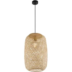 Decken Pendel Lampe Bambus Geflecht Hänge Leuchte Wohn Ess Schlaf Zimmer Beleuchtung