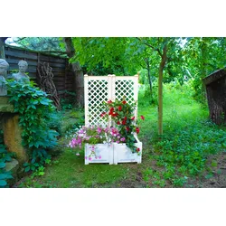 KHW Pflanzkasten mit Spalier 43 cm - 2er-Set, weiß