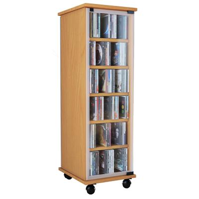 Media-Regal VCM "Holz CD DVD Stand Regal Schrank Valenza Glastür", braun (buche), B:31cm T:35cm, Regale