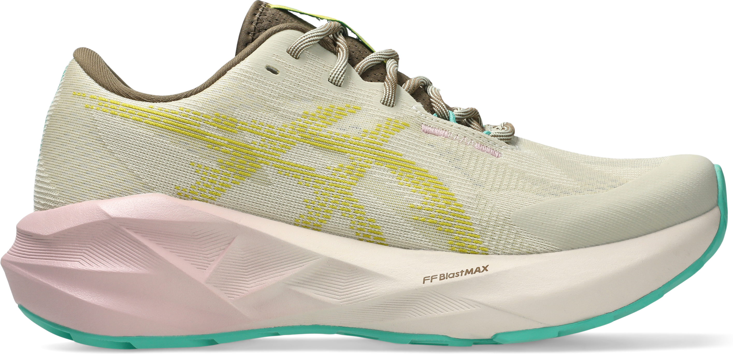 Laufschuh ASICS "NOVABLAST 5 TR", Damen, Gr. 40,5, beige (light dust, cacti), Synthetik, Schuhe Laufschuh, robuste Aussensohle, leicht profiliertes Laufsohlenprofil, Schnürung light dust, cacti 40,5