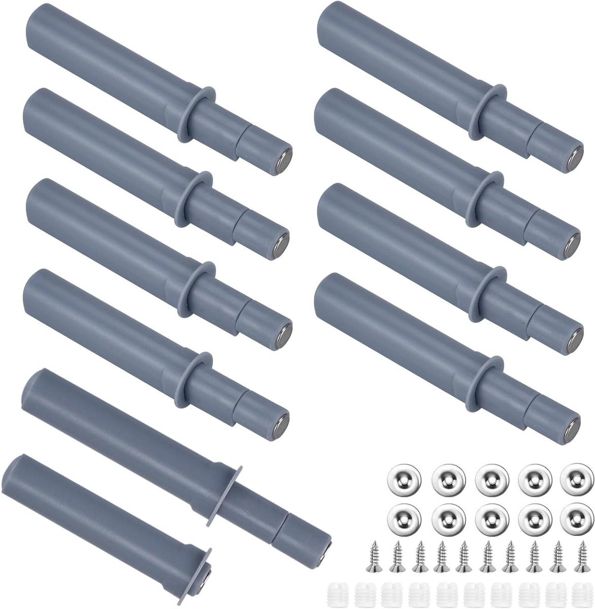 10 stuks Push-to-open dempers met magneet, 45mm, Grijs
