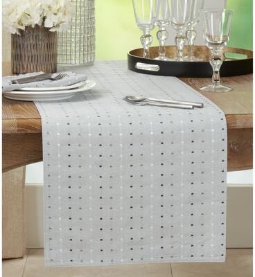 Saro Lifestyle Square Stitched Dotted Table Runner