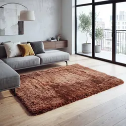 Teppich MCW-F69, Shaggy Läufer Hochflor Langflor, Stoff/Textil flauschig weich 160x120cm ~ dunkelbraun