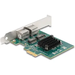 Delock PCI Express x1 Karte zu 2 x RJ45 Gigabit LAN BCM (PCI-E x1), Netzwerkkarte, Grau