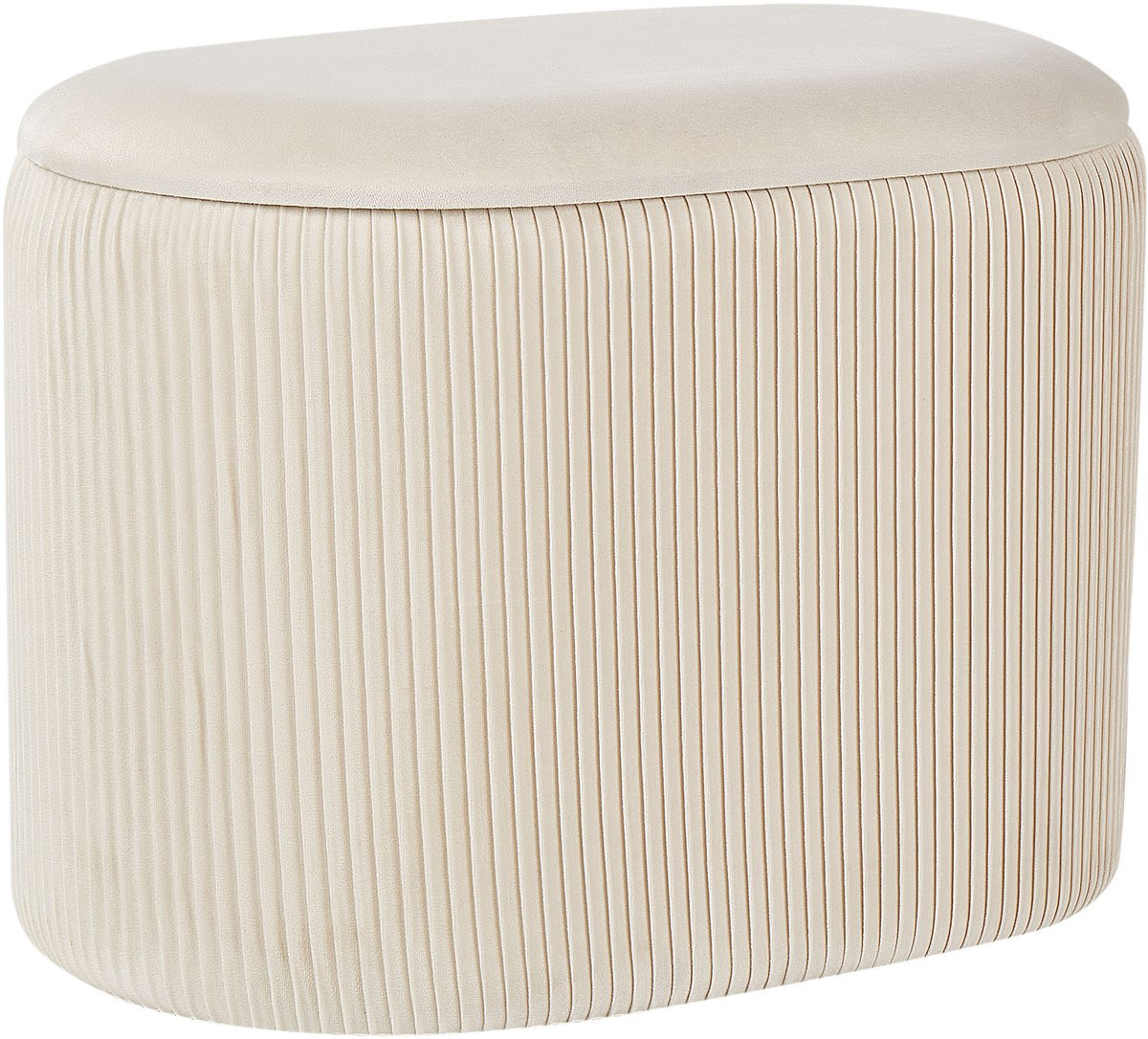 Beliani Richland Poef - Lichtbeige - Fluweel - Met opbergruimte