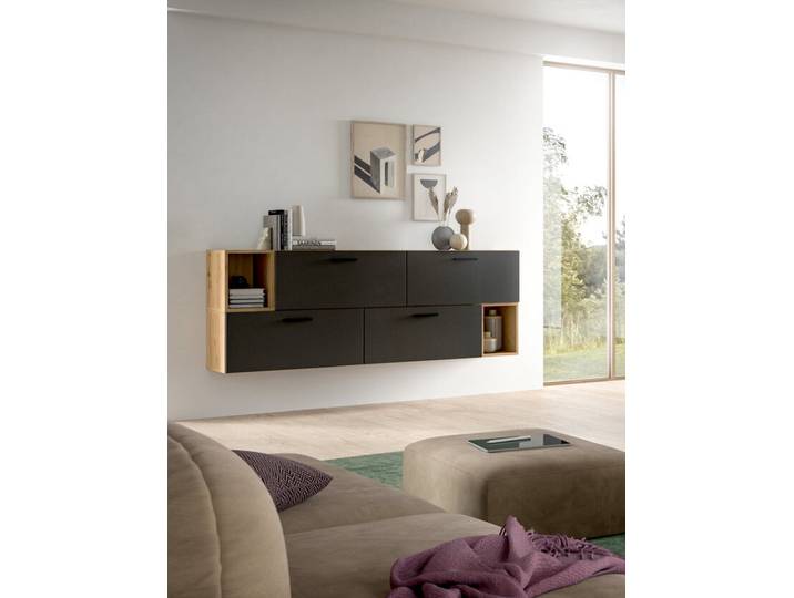Wohnwand The One 2-tlg. 176 x 34 x 97 cm Artisan Oak/Basalt Nachbildung