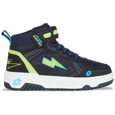 Sneaker LOTTO, Mädchen, Gr. 26, blau (navy, lime), Synthetik, Textil, mehrfarbig, Schuhe Sneaker, - mit coolen Lichteffekten