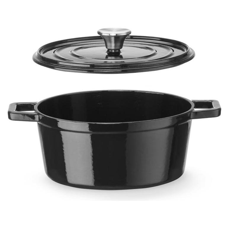 Hendi Emaillierter Gusseisentopf,, 3,7L, Schwarz, 317x240x(H)105mm (Kochtopf, Gusseisen, 23 x 10.50 cm) (62082645)