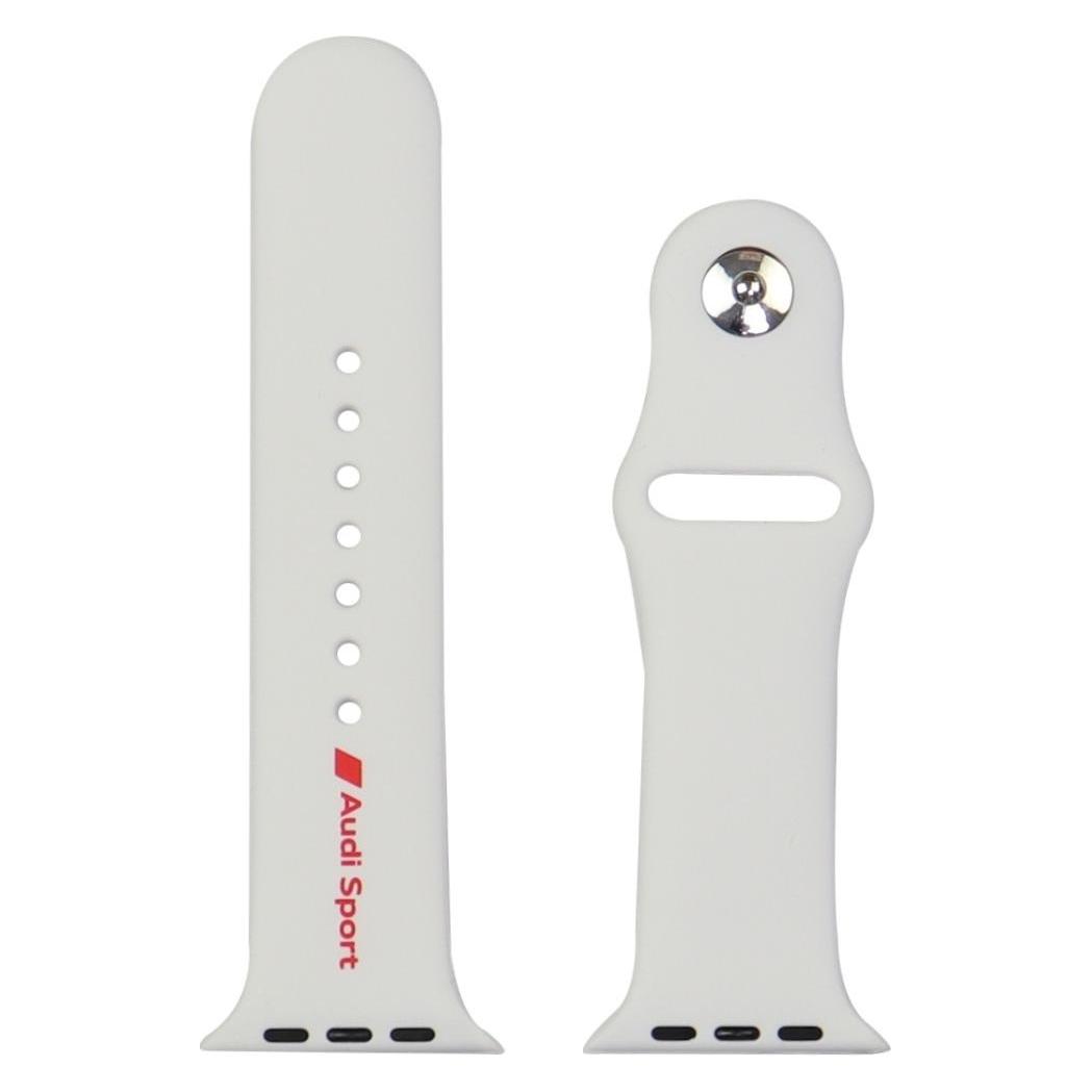 Tech-Protect Sport Red Logo Silicone Watch Strap for Apple Watch 44 / 45 / 46 / 49 mm - white (44 mm, Silicon) (AUDI000211-0)