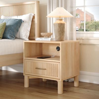 Beam Sera 1-drawer Fluted Nightstand with Charging Station