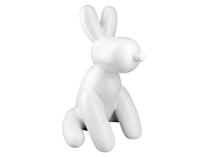 GILDE Deko Figur Ballon Hund Skulptur - Moderne Sculpture Dekoration Hündchen sitzend Statue matt Weiß - Höhe 25 cm