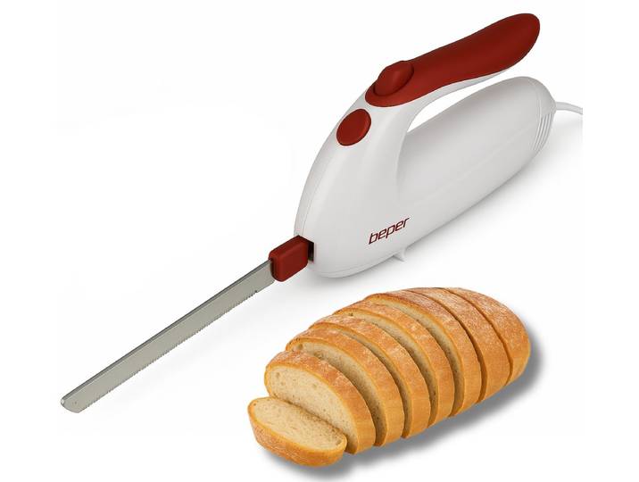 Beper BP.790- Elektrisch Mes - Elektrisch Broodmes - Vlees - Groente - Fruit - Broodsnijder - Vaatwasserbestendige messen - Wit