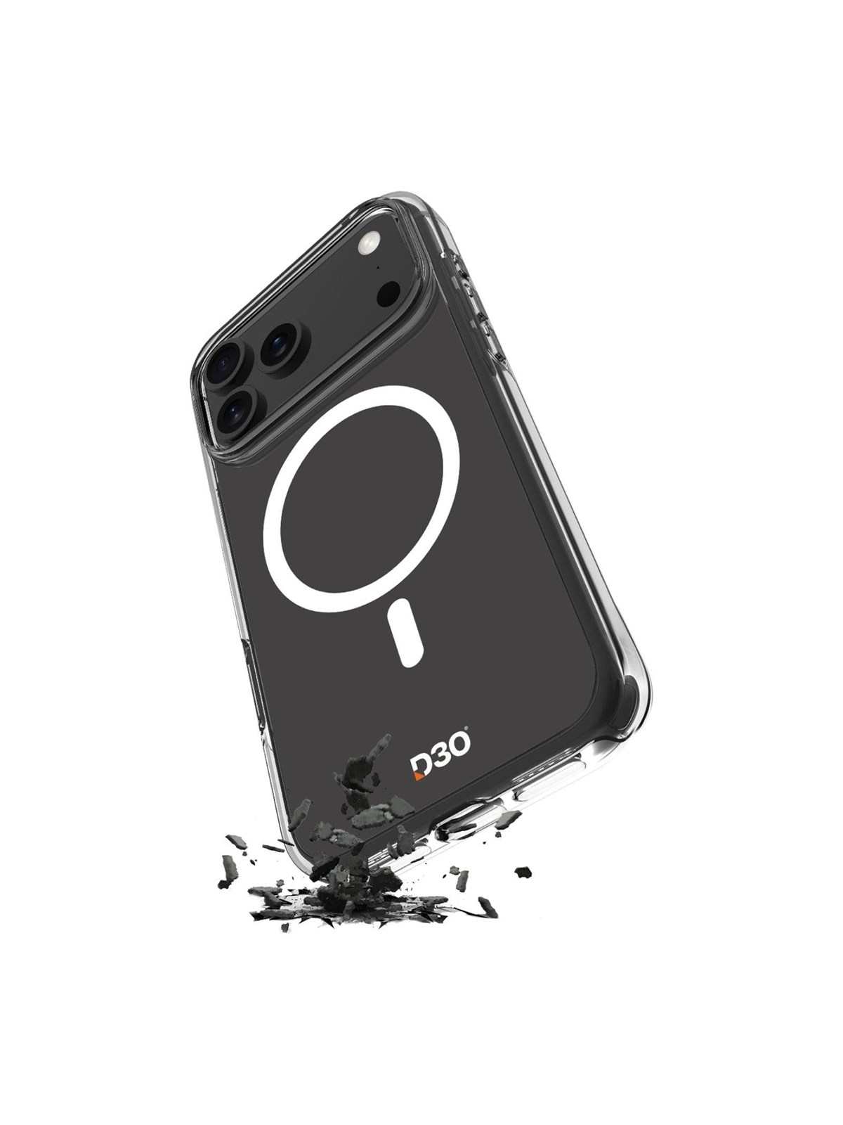 Puro Impact Clear D3O TPU+PC Case Compatible with MagSafe for iPhone 17 Pro - Transparent