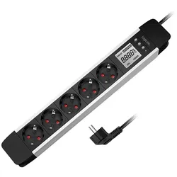 LogiLink 5-fach Steckdosenleiste mit LCD-Display für Energieverbrauch & CO2-Emission
