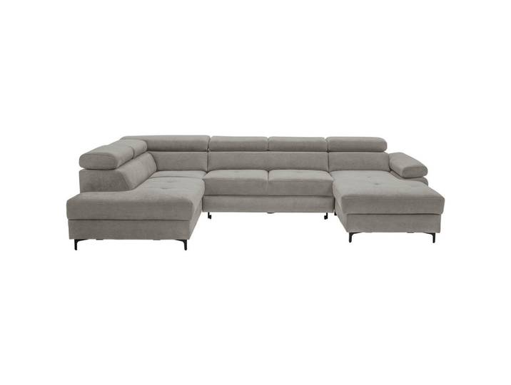 Stylife Wohnlandschaft Combo, Dunkelgrau, Metall, 5-Sitzer, Ottomane links, U-Form, 333x206 cm, Made in EU, Liegefunktion, Rücken echt, Wohnzimmer, Sofas & Couches, Wohnlandschaften, Wohnlandschaft U-Form