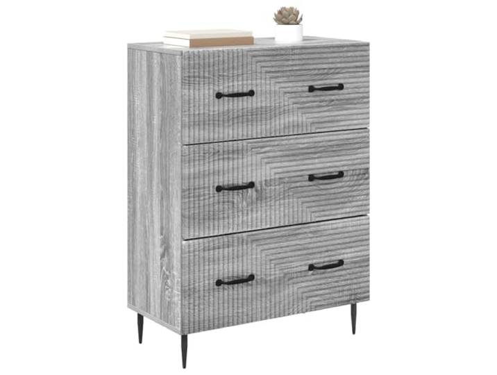 KTHLBRH Schrank mit Schubladen Sonoma grau 66 x 34,5 x 89,5 cm Technisches Holz, Griffe aus Metall, 3 Schubladen, Vintage-Design, leicht zu reinigen