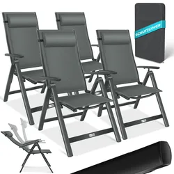 KESSER® Gartenstuhl Hochlehner mit Armlehnen   Aluminium Klappstuhl inkl. Kopfkissen Campingstuhl 7-Fach Verstellbar Rückenlehne   Atmungsaktiv & Wetterfest   Klappbar & Anti-Rutsch