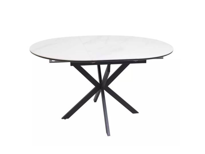 Table ronde extensible en céramique blanche 100 / 135cm