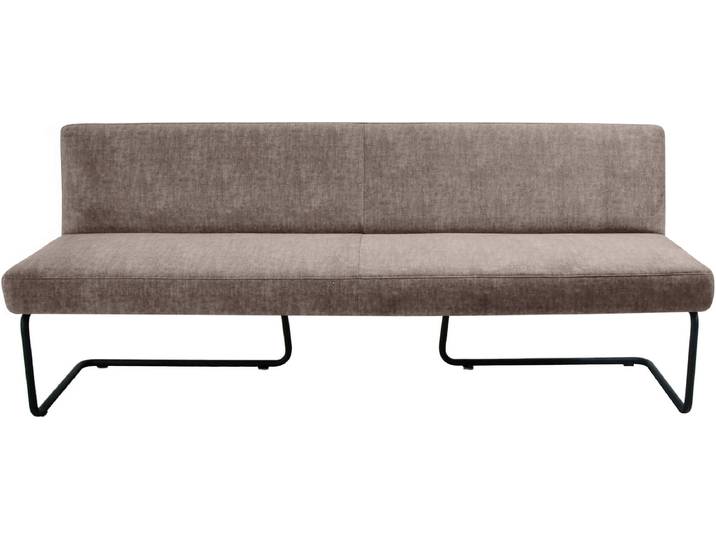 Polsterbank K+W KOMFORT & WOHNEN, braun (lightbraun 75), B:202cm H:82cm T:67cm, Sitzbänke, Polsterbank, in abgerundeter Form, Rundrohrkufe lang gebogen, in Leder oder Stoff